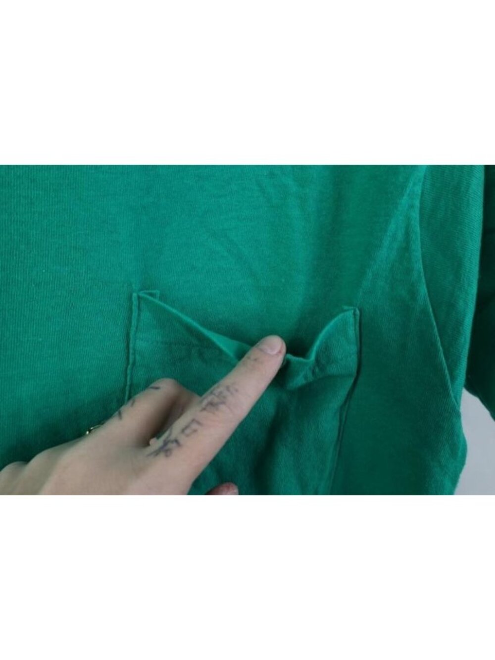 Vtg 70s 80s Streetwear Mens Medium Blank Cotton Pocket T-Shirt Kelly Green USA - Picture 6 of 12
